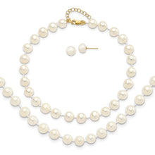 14k Cultured Pearl Necklace, Bracelet & Earrings Set