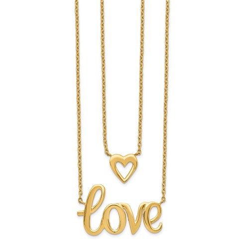14k Gold 2-strand Love and Heart Necklace