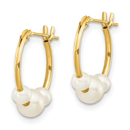14k Gold White Cultured Pearl Hoop Earrings