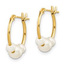 14k Gold White Cultured Pearl Hoop Earrings