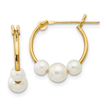 14k Gold White Cultured Pearl Hoop Earrings