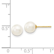 14k Gold White Freshwater Cultured Pearl Stud Earrings