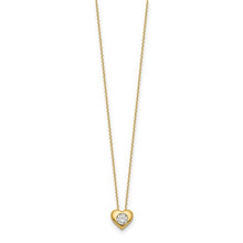 14k Polished CZ Heart Slide Necklace