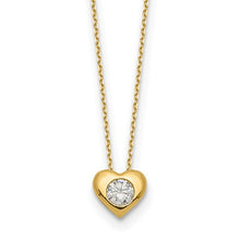 14k Polished CZ Heart Slide Necklace