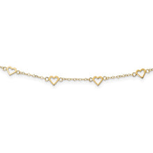 14k Polished Open Hearts on Heart Link 17-Station Necklace