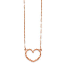 14k Rose Gold Polished and Textured Heart Necklace