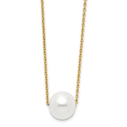 14k Gold Round Freshwater Cultured Pearl 17in Necklace