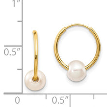 14k White Freshwater Cultured Pearl Hoop Earrings