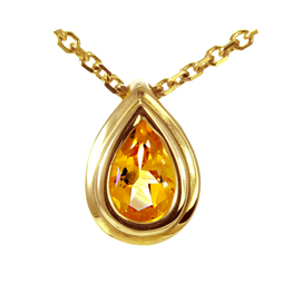 14k yellow gold bezel set pear shape citrine pendant