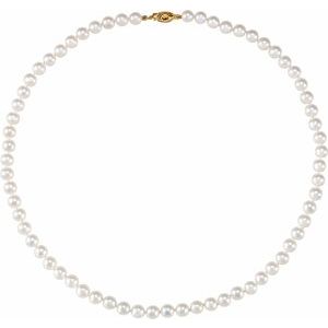 14K Yellow 6-6.5 mm Akoya Cultured Pearl 18" Strand