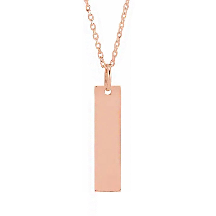 18K Rose Gold-Plated Engravable Bar Necklace