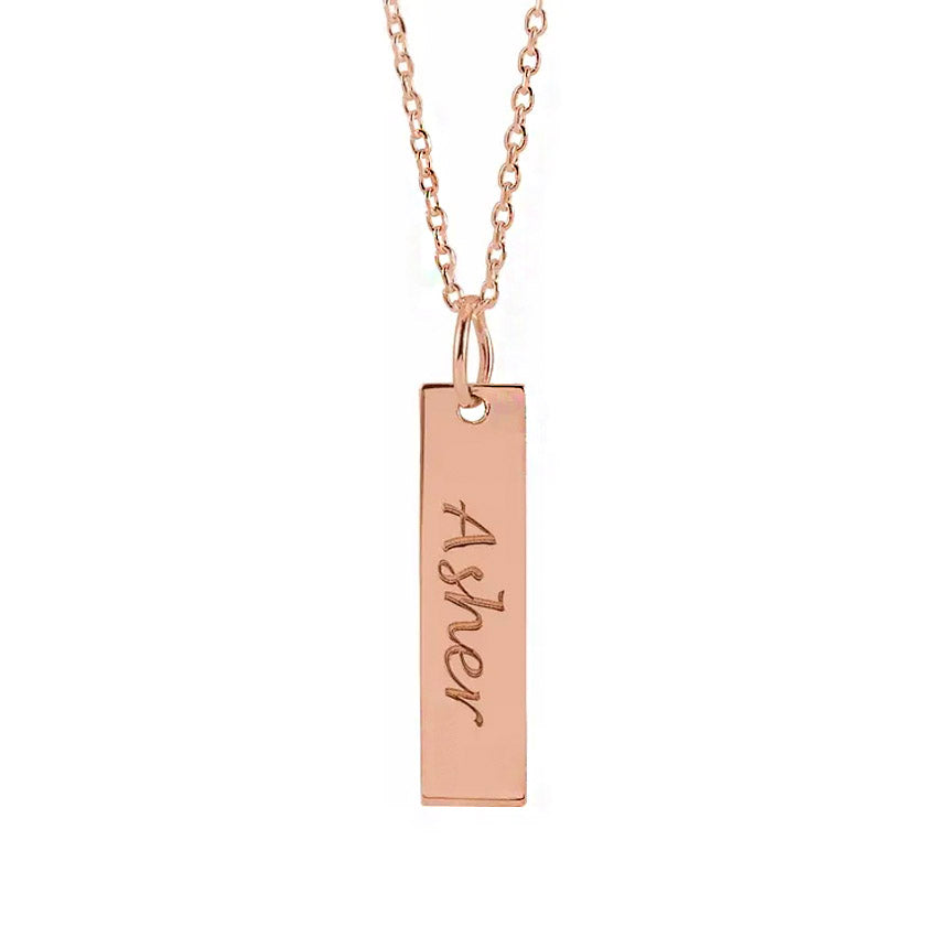 18K Rose Gold-Plated Engravable Bar Necklace