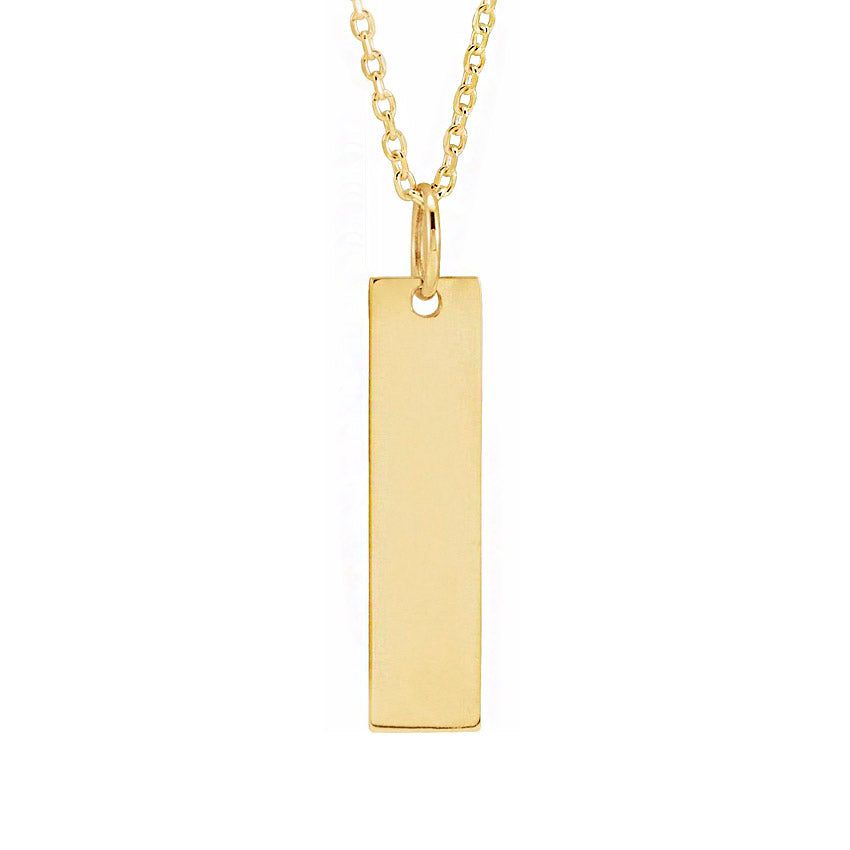 18K Yellow Gold-Plated Engravable Bar Necklace
