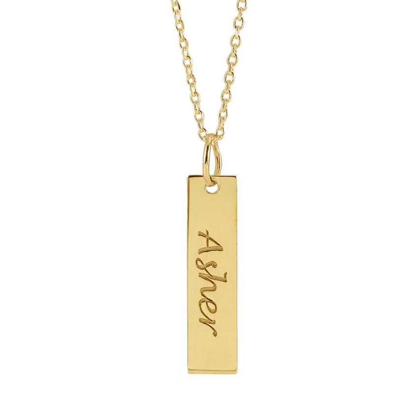 18K Yellow Gold-Plated Engravable Bar Necklace