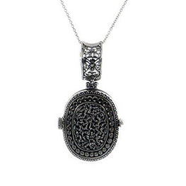 Handmade Sterling Silver Oval Textured Locket Ash Holder Pendant