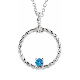 Sterling Silver .03 CT Diamond Family Circle Necklace