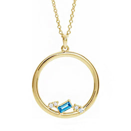 14K Yellow Gold Natural Diamond 1-6 stone Family Circle Necklace