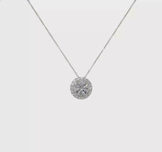 14K White Gold Halo Necklace Pure Light Moissanite
