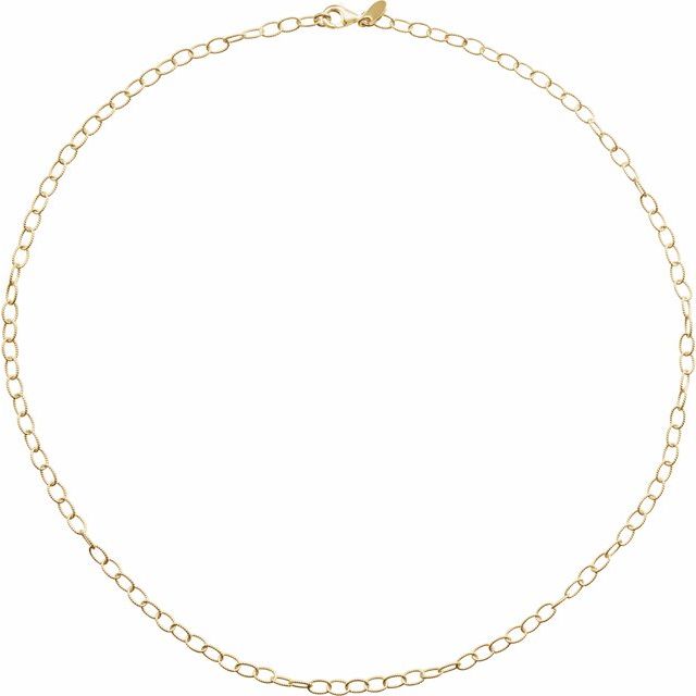 24K Gold Plated Sterling Silver Knurled Cable 16" Chain