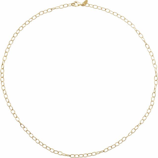 24K Gold Plated Sterling Silver Knurled Cable 16" Chain