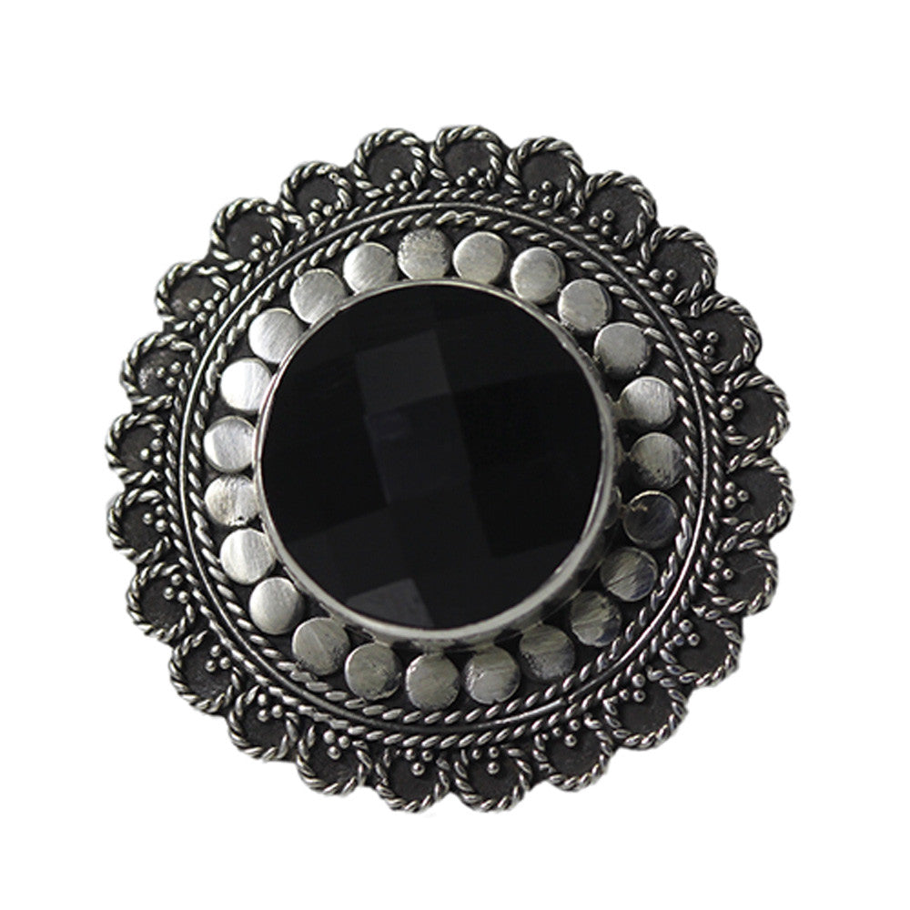 Beaded and Rope Black Onyx Ring