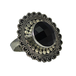 Beaded and Rope Black Onyx Ring