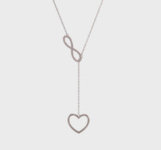 Sterling Silver Rhod-plated Infinity Drop Heart