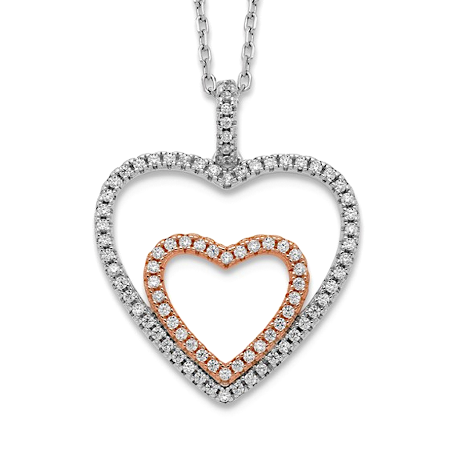 Sterling Silver Rose-tone Heart Necklace