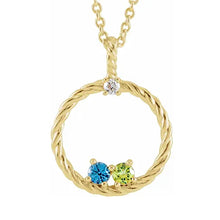 14K Yellow Gold Diamond 1-5 stone Family Circle Necklace