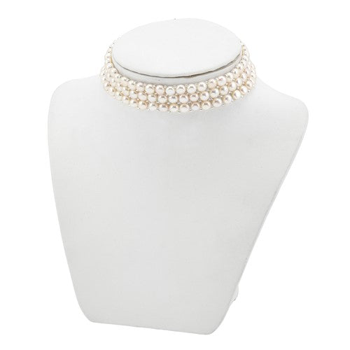 3-Rows Pearls Choker