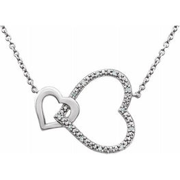 Sterling Silver .03 CTW Diamond Interlocking Heart 18" Necklace