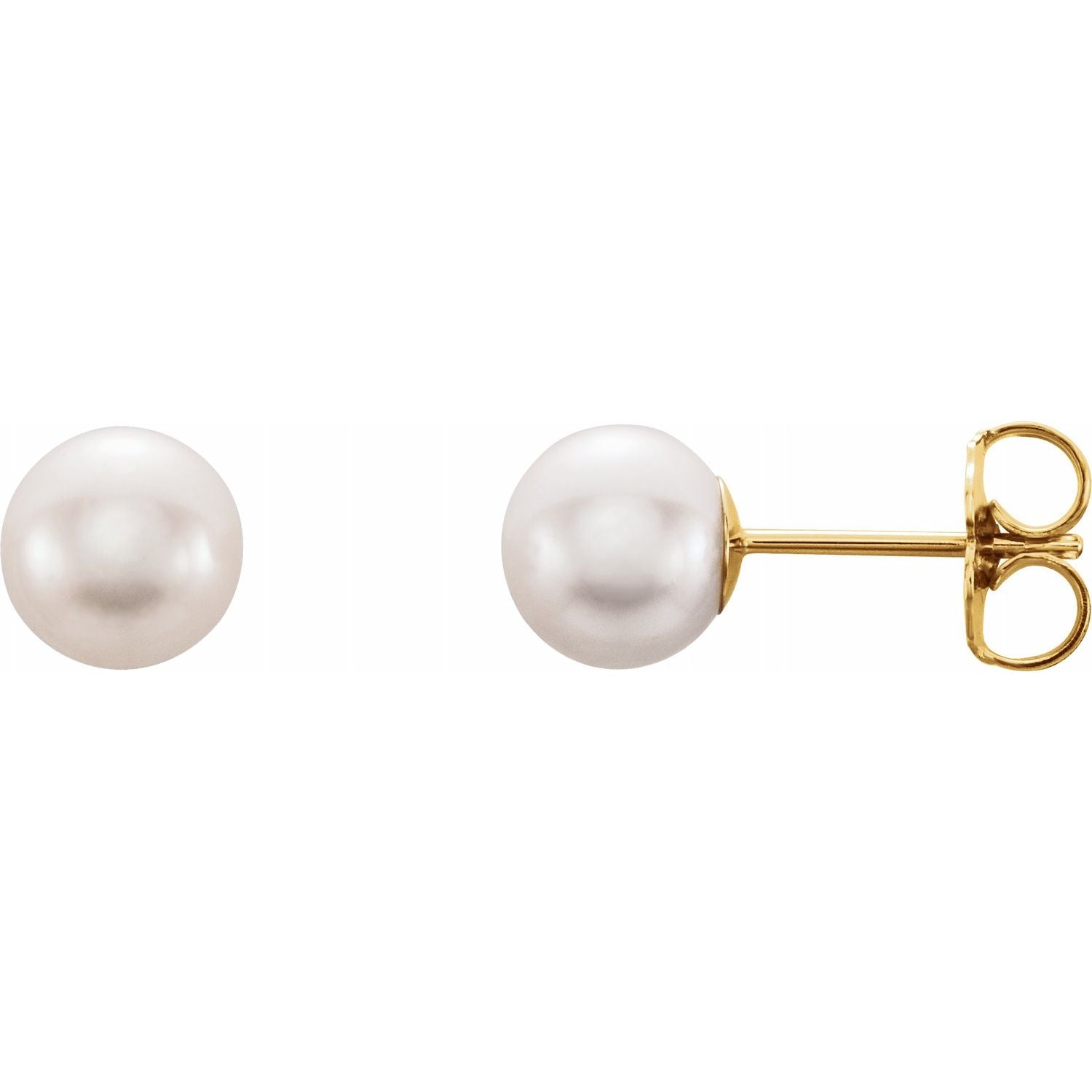 14K White 4 mm White Akoya Cultured Pearl Earrings