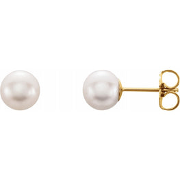 14K White 6-6.5mm Freshwater Cultured Pearl Earrings