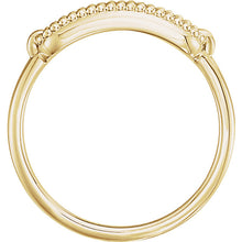 14K White Beaded Signet Ring