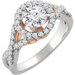 6.5mm Round 1/2 Diamond Semi-Set Engagement Ring