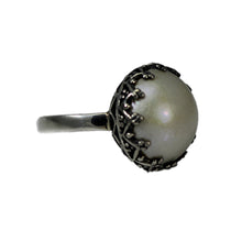 Sterling Silver Button Pearl Ring
