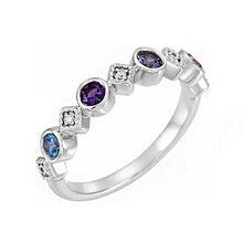 Sterling Silver Diamond 1-6-Gemstone Family Stackable Ring