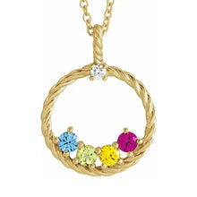 14K Yellow Gold Diamond 1-5 stone Family Circle Necklace