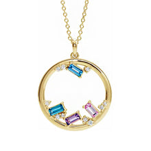 14K Yellow Gold Natural Diamond 1-6 stone Family Circle Necklace