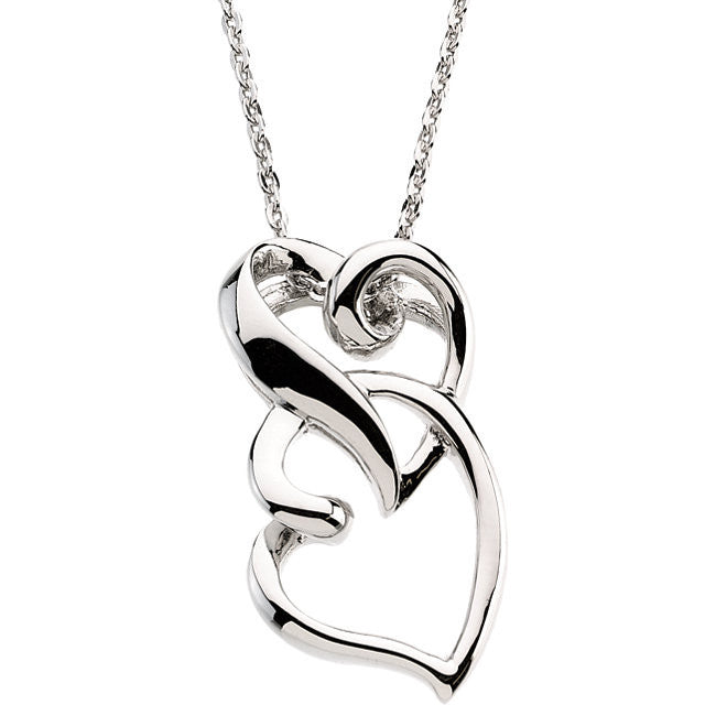 Sterling Silver Two Hearts Necklace