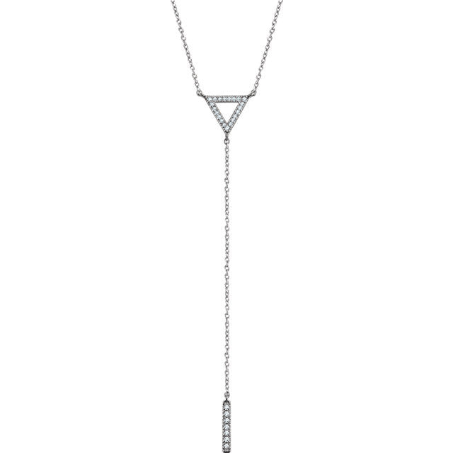 14K Gold 1/6 CTW Diamond Triangle & Bar Y 16-18" Necklace