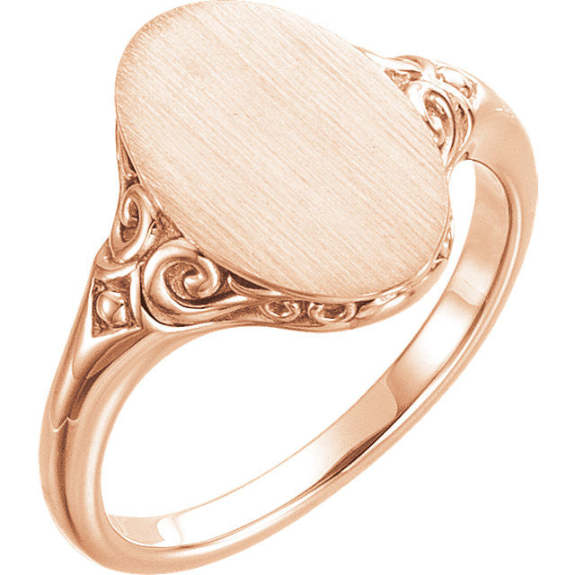 14K Gold Oval Signet Ring