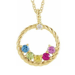 14K Yellow Gold Diamond 1-5 stone Family Circle Necklace