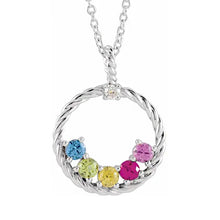 Sterling Silver .03 CT Diamond Family Circle Necklace