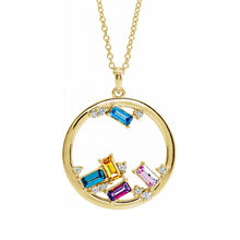 14K Yellow Gold Natural Diamond 1-6 stone Family Circle Necklace