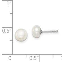 Sterling Silver 6-7mm Cultured Button Pearl Earrings
