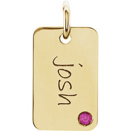 14K Gold 16x10mm Posh Mommy® Engravable Mini Dog Tag Pendant Mounting