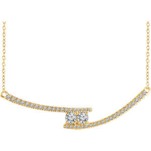 14K White 3/8 CTW Diamond Two-Stone Bar 16-18