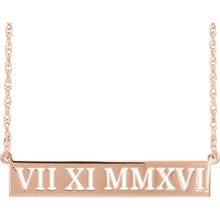 14K Rose Pierced Roman Date Necklace