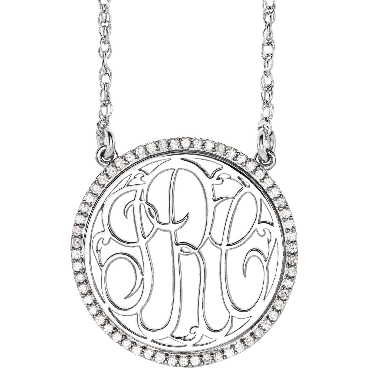 14K White 1/4 CTW Diamond Script Monogram 18" Necklace